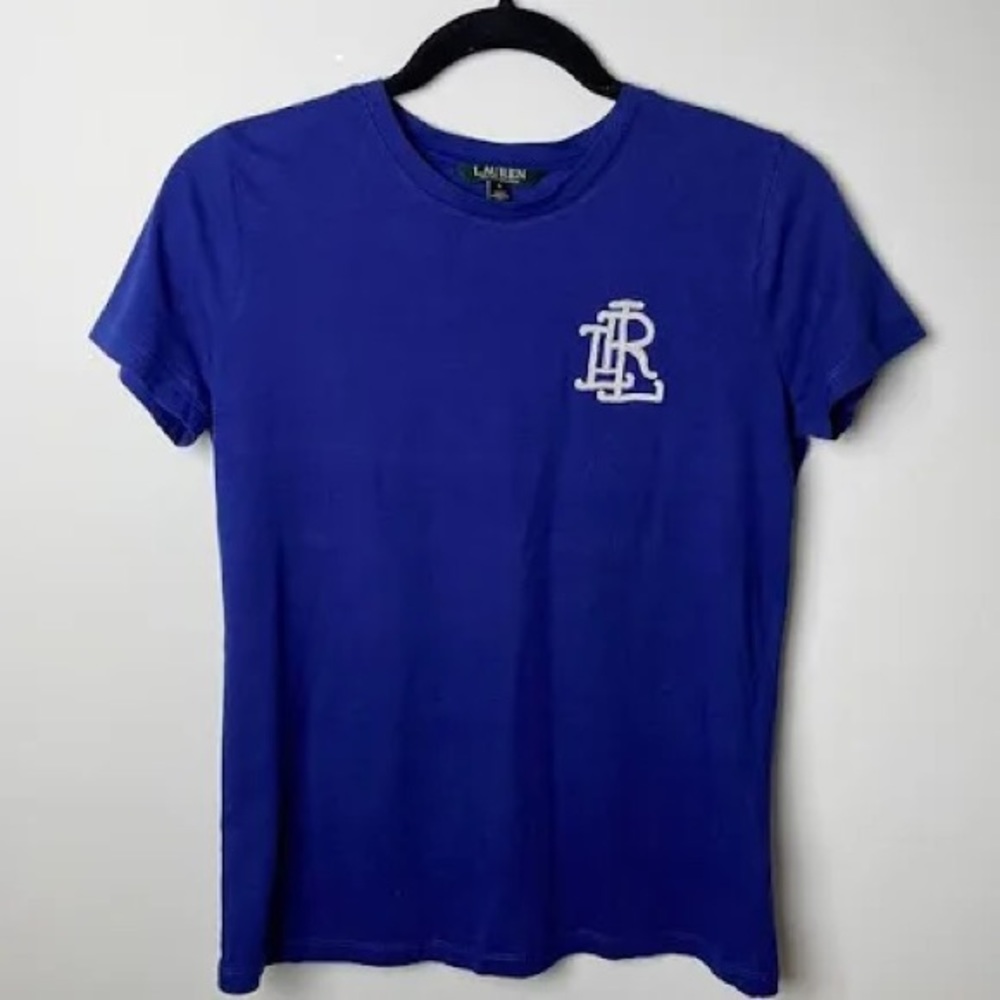 Lauren Ralph Lauren Beaded Logo T-Shirt blue white Women’s Plus Size XXL